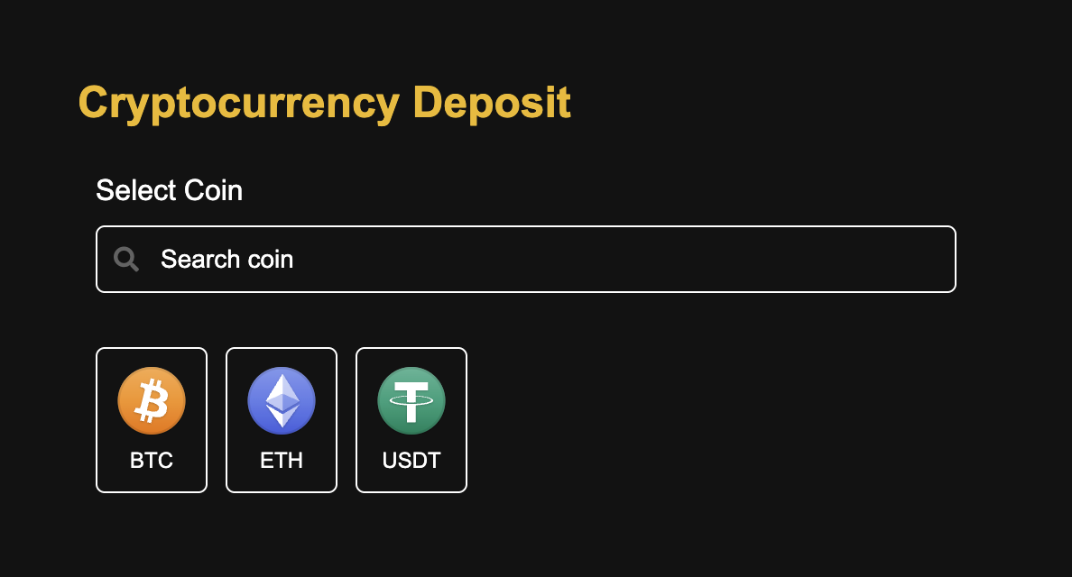Fybit支持充值的BTC、ETH和USDT币种